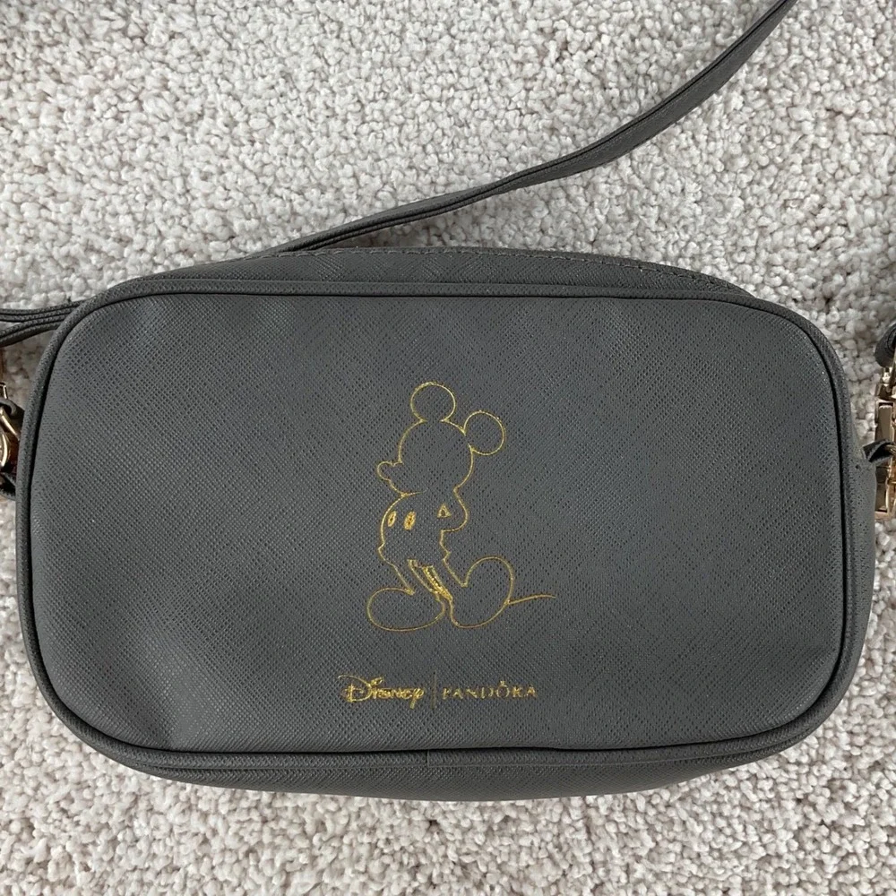 Disney‎ x Pandora Mickey Mouse Crossbody Bag Grey Gold Hardware Wristlet